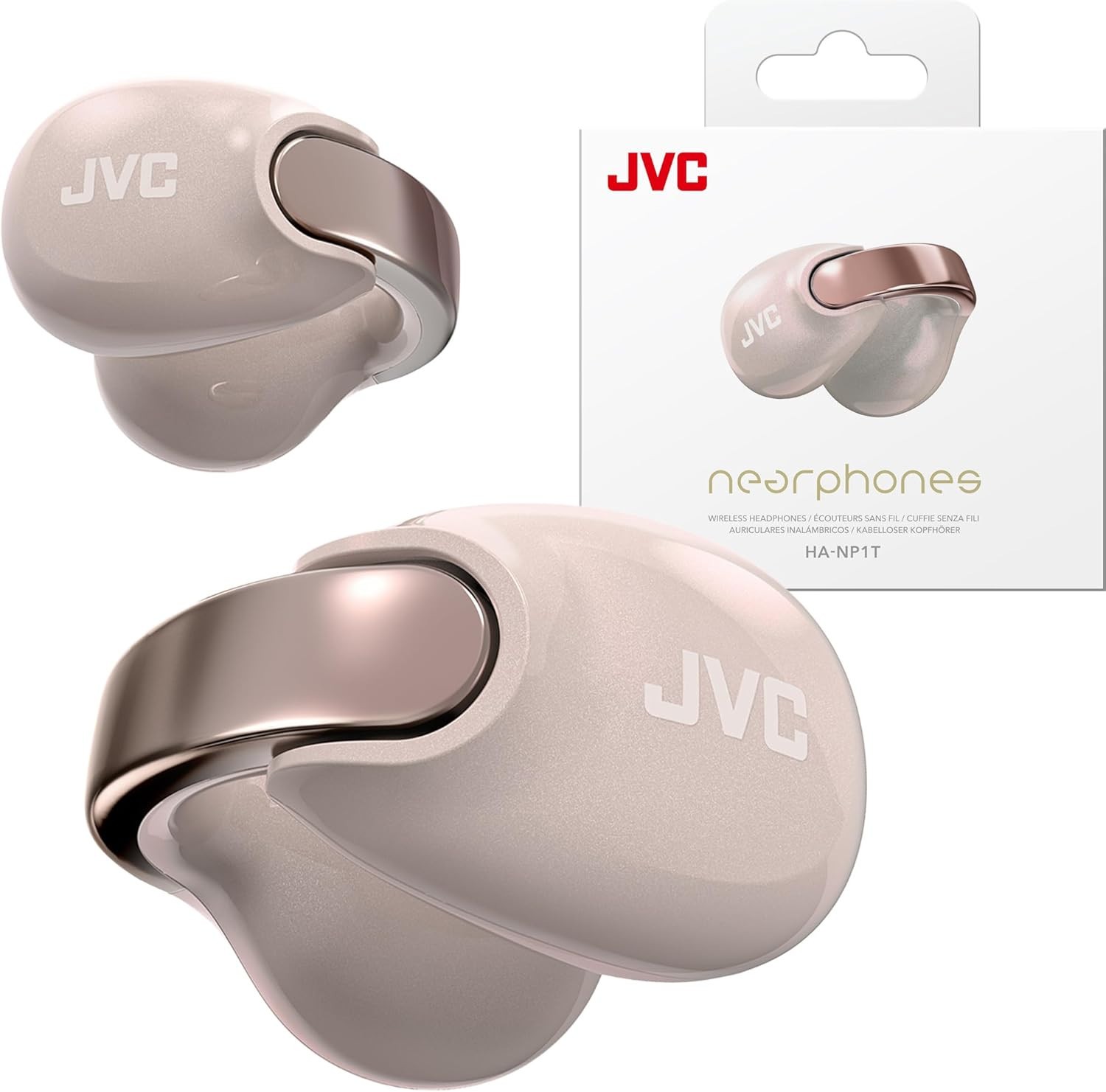 JVC Nearphones Pearl Edition, Earcuff True Wireless, Comfy Fit, Sand Peach