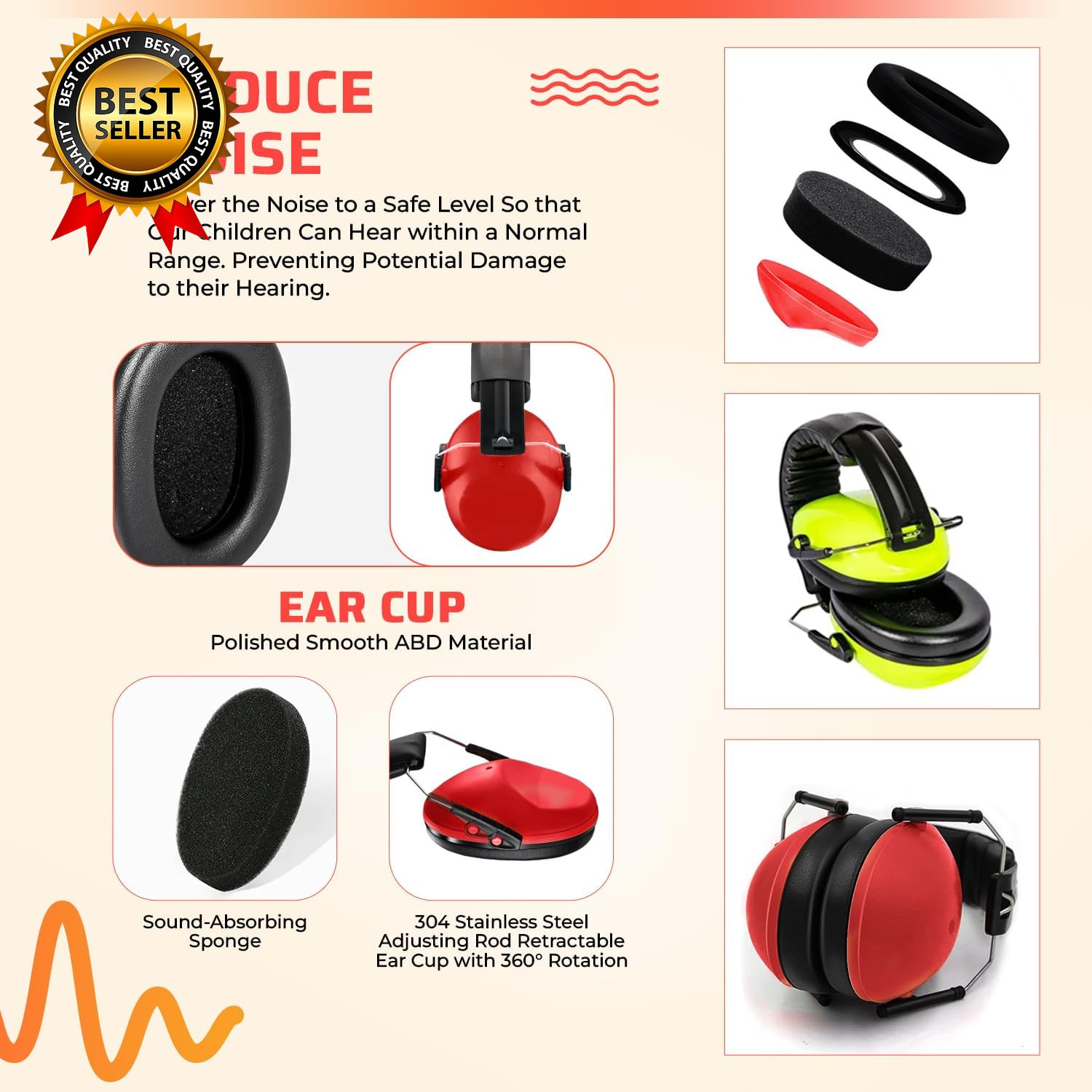 Noise Canceling Headphones for Kids, SNR 26Db Ear Protection for Autism, Sound P