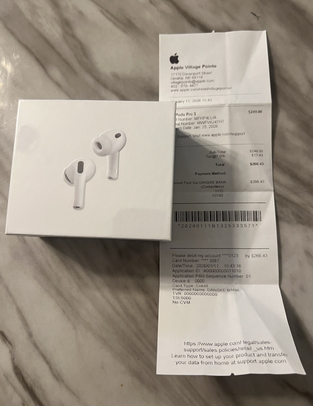 Apple AirPods Pro 3 Wireless Bluetooth In-Ear Earbuds ANC Mic, White