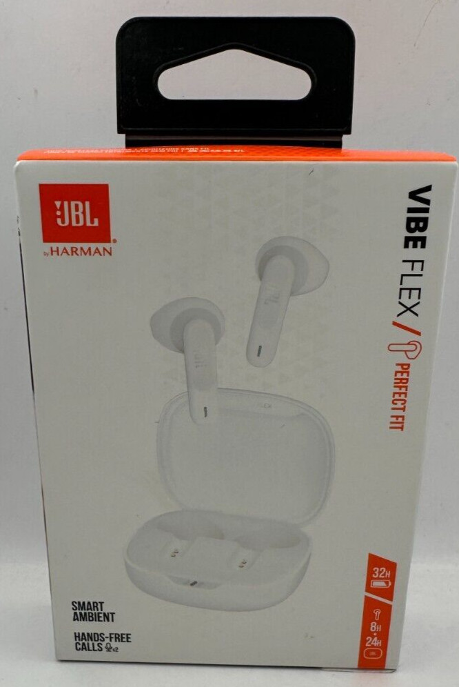 JBL Vibe Flex White Wireless Earbuds Brand New Sealed!!