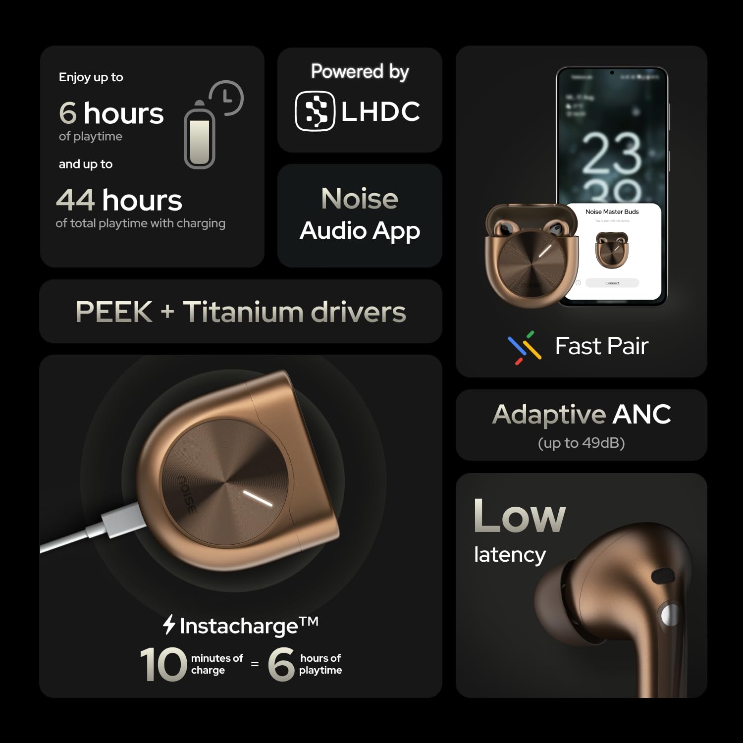 Noise Master Buds, Sound by Bose in-Ear Bluetooth Earbuds, Up to 49dB Adaptive A