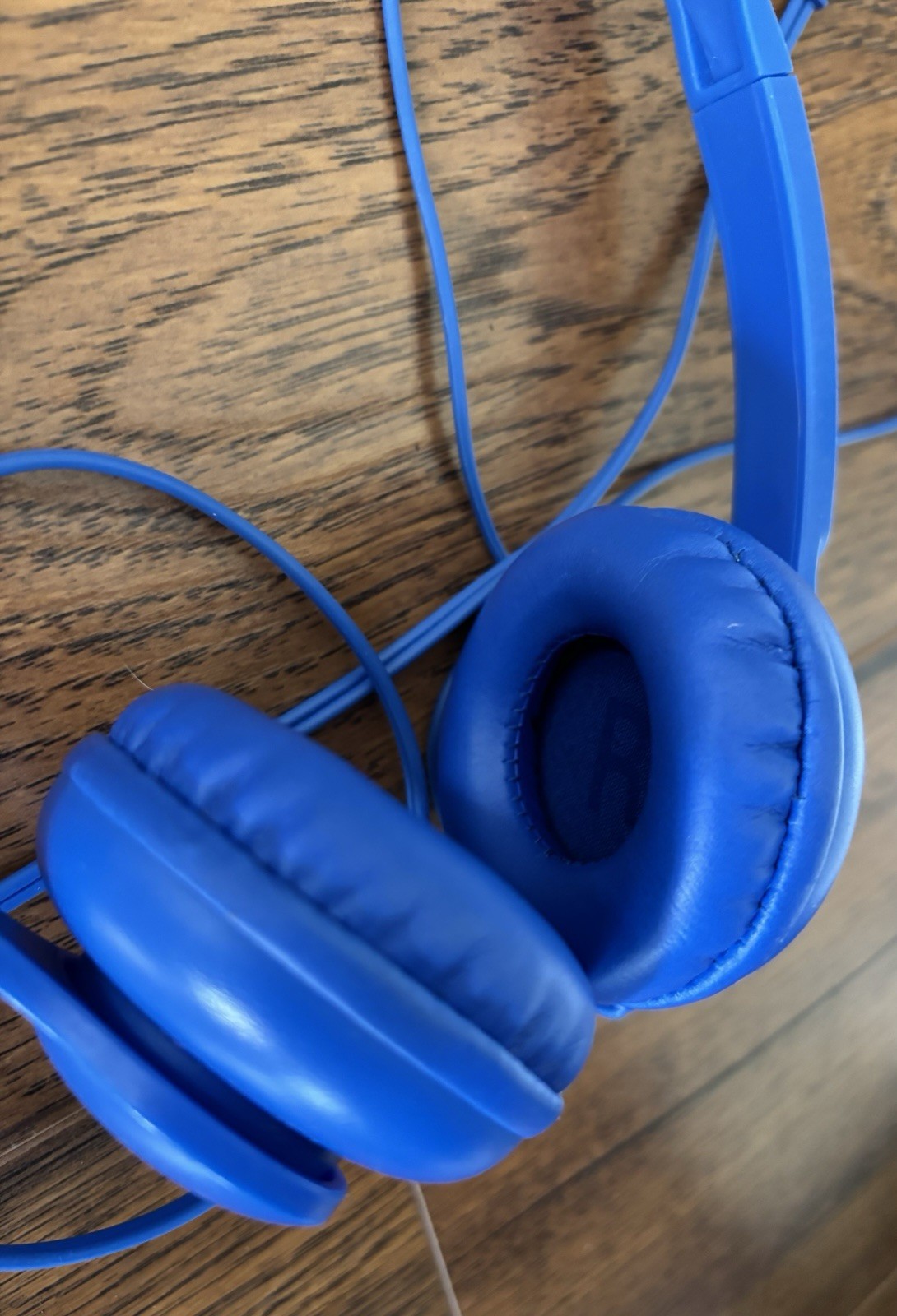 Blue Wired On-Ear Headphones 3.5mm Jack Adjustable Headband Double