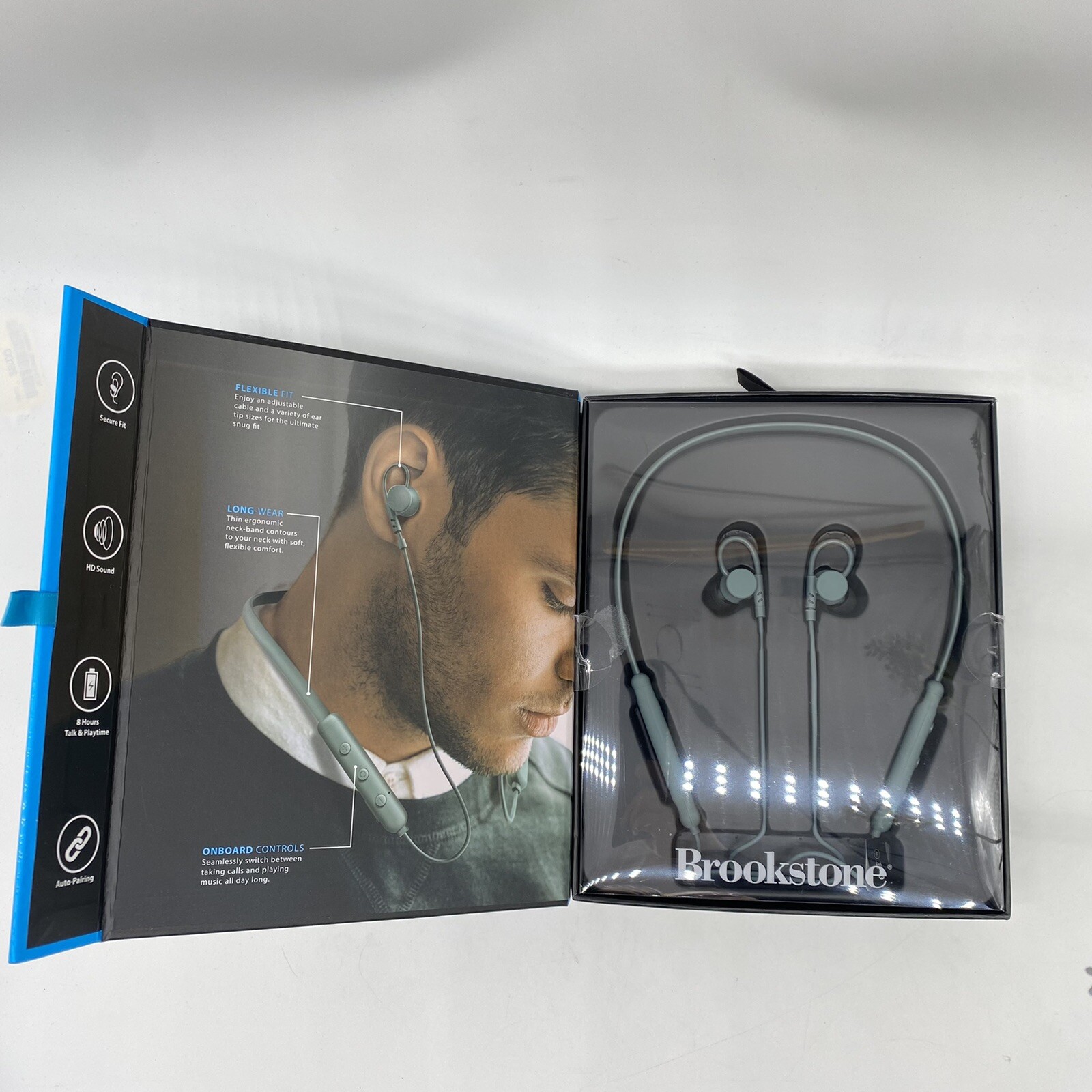 Brookstone Flexvibe Wireless Neckband Earbuds in Green Noise Reducing BSGTE152GY