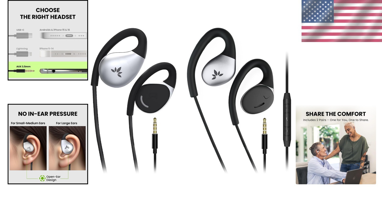 Resolve Open-Ear Earbuds Set | Small & Large Sizes