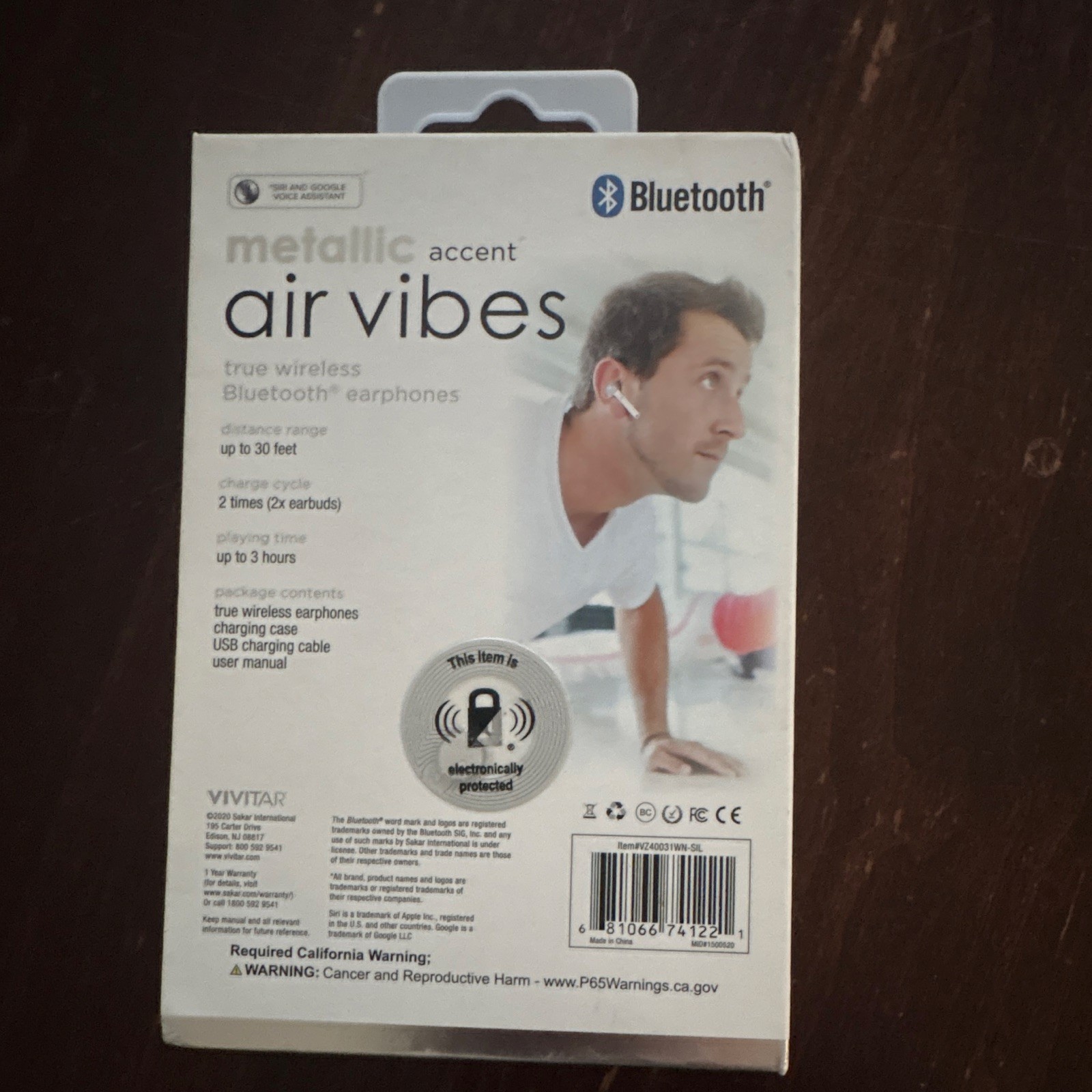 Vivitar Air Vibes True Wireless Bluetooth In-Ear Earbuds w/ Mic, White/Silver
