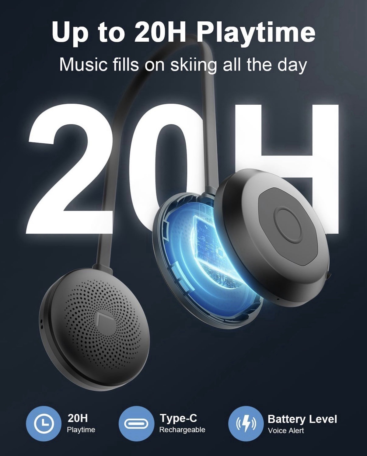 weneed Bluetooth Ski Helmet Headphones, IPX5 Waterproof, Built-in Mic