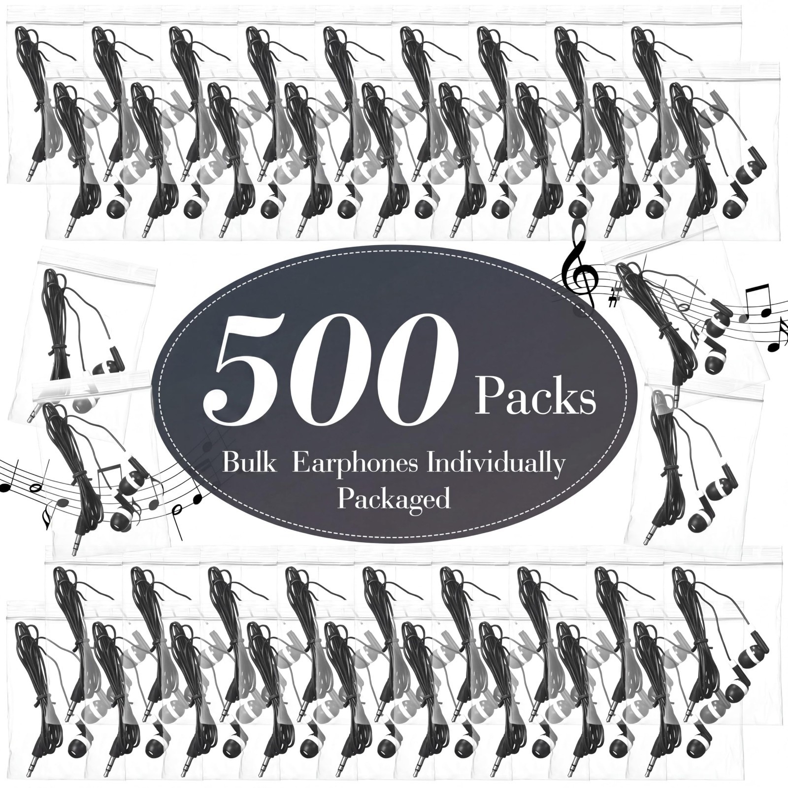 100 Pcs Wired Earbuds Bulk for Classroom, 3.5mm Jack, Soft In-Ear Headphones, In