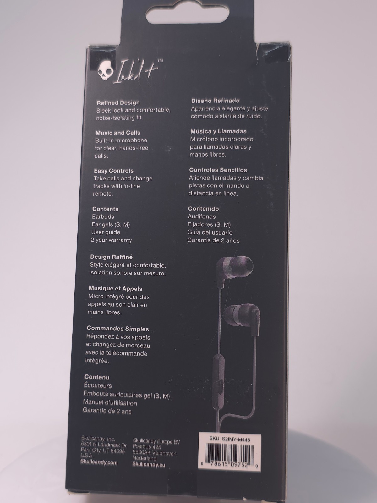 Skullcandy Ink’d+ Plus Wired Earbuds with Mic Earphones 3.5mm Black – NEW