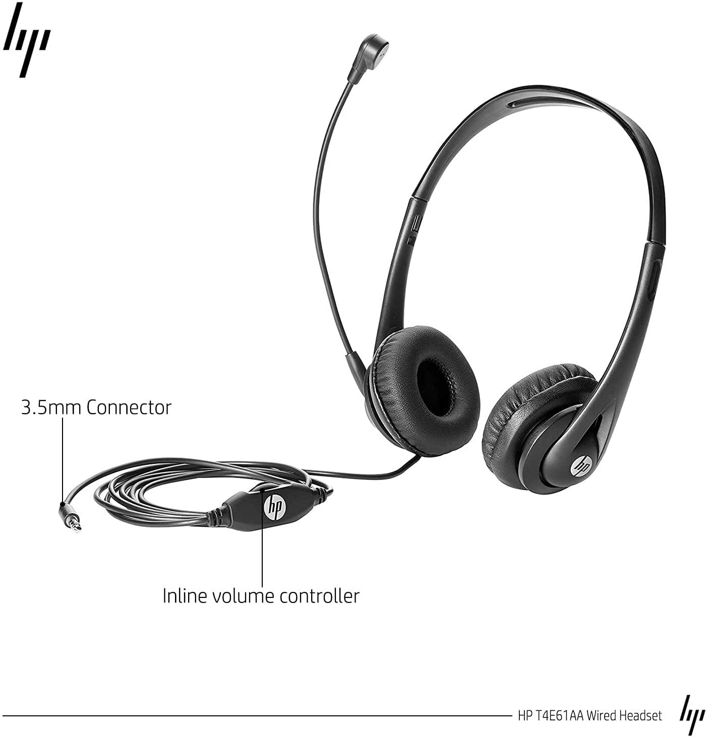 2 NEW HP STEREO HEADPHONES 3.5mm 1/8″ Plug HEAD PHONE Headset T1A66AA, 2 Pack