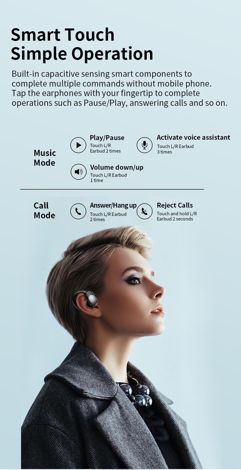 Bluetooth 5.4 Wireless Earbuds Headsets Earphones Headphones For iPhone Android