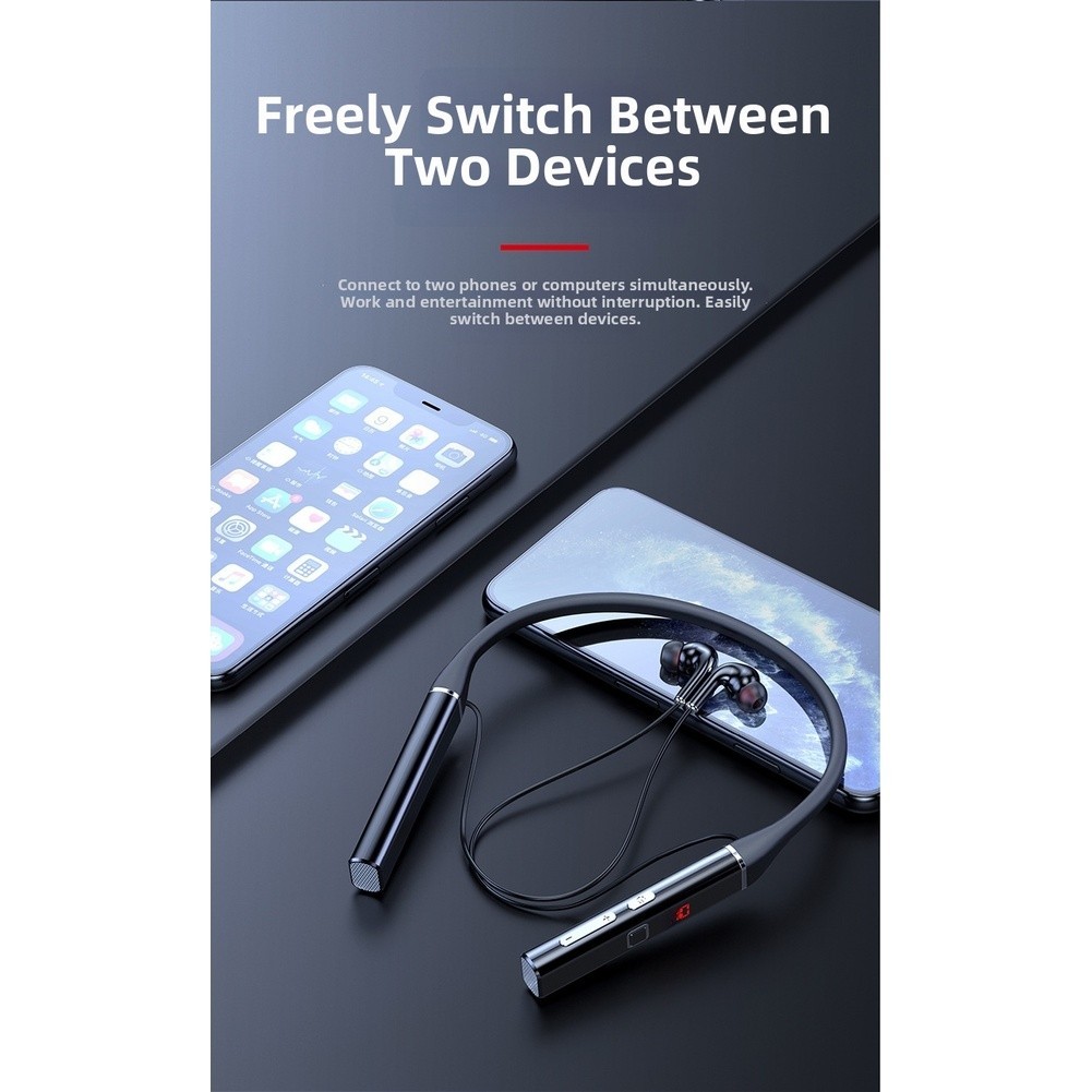 Wireless Neckband Headphones with BT 5.0 Stable Connection 10M Range 100H