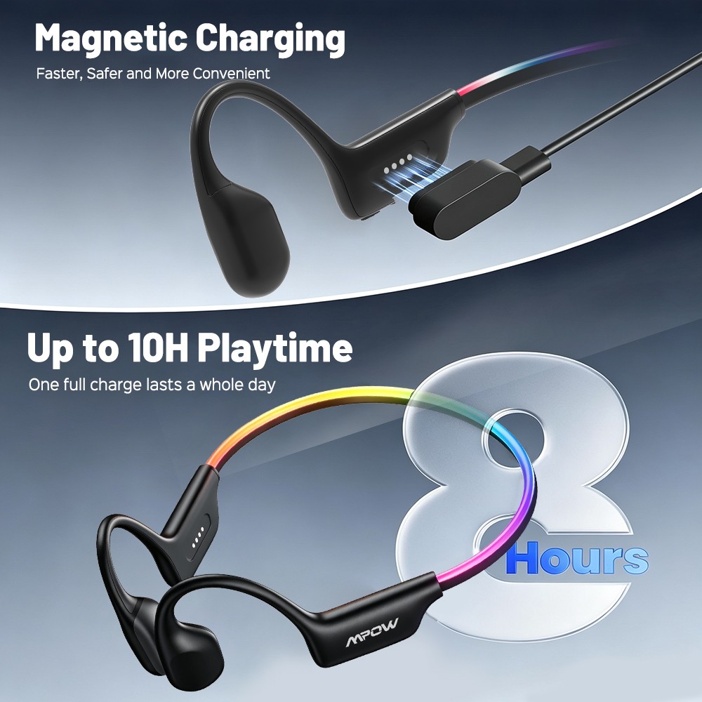 Mpow Bone Conduction Headphones,Open Ear Sports Headphones with Mic for Workouts