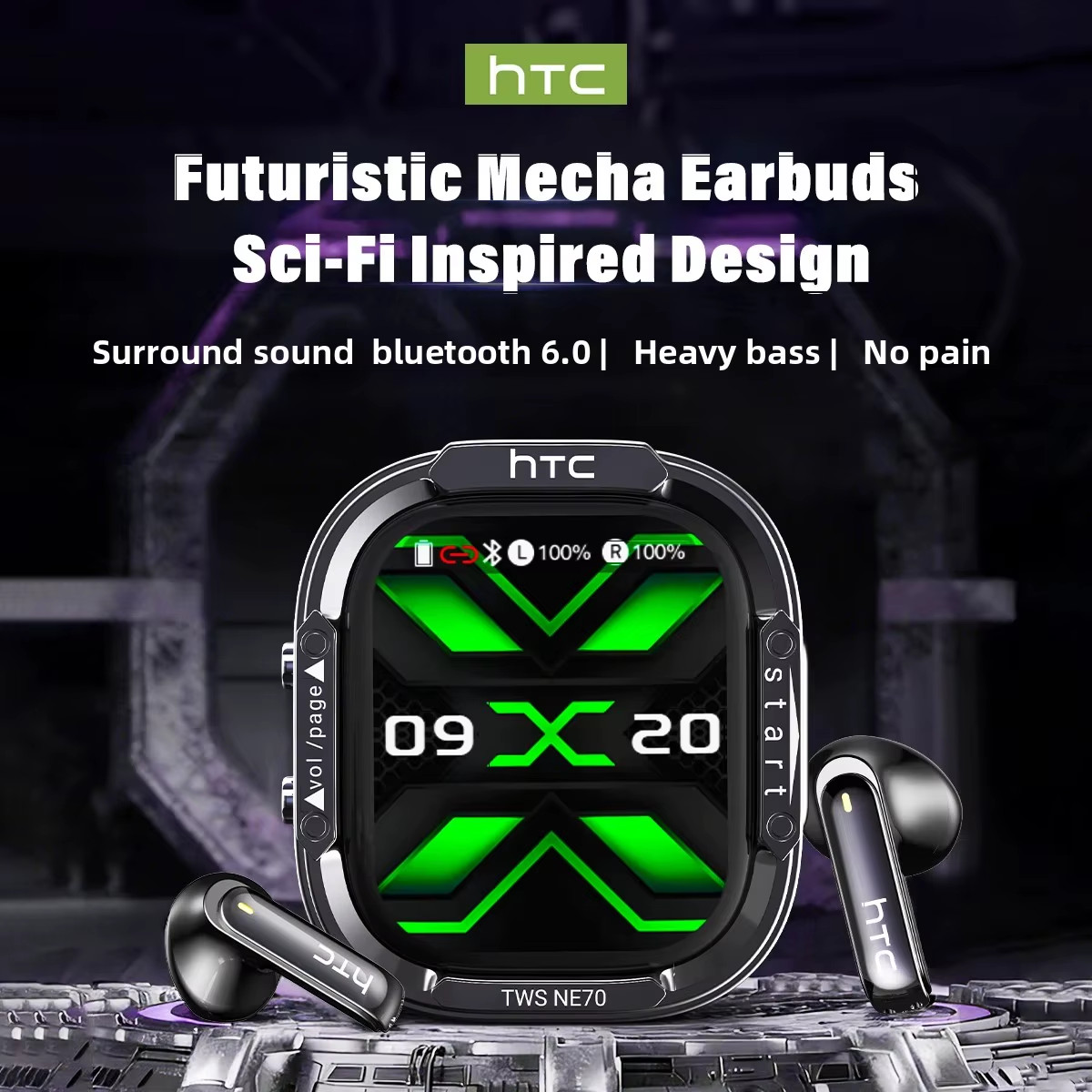 NE70 Bluetooth V6.0 Headphones Smart Touchscreen Wireless Earphones AI Translato