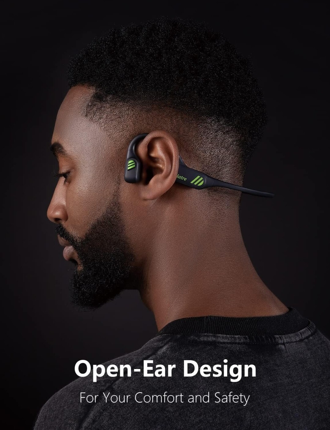 Bone Conduction Headphones Klatre LS1 Open-Ear, Water Resistant. Olive