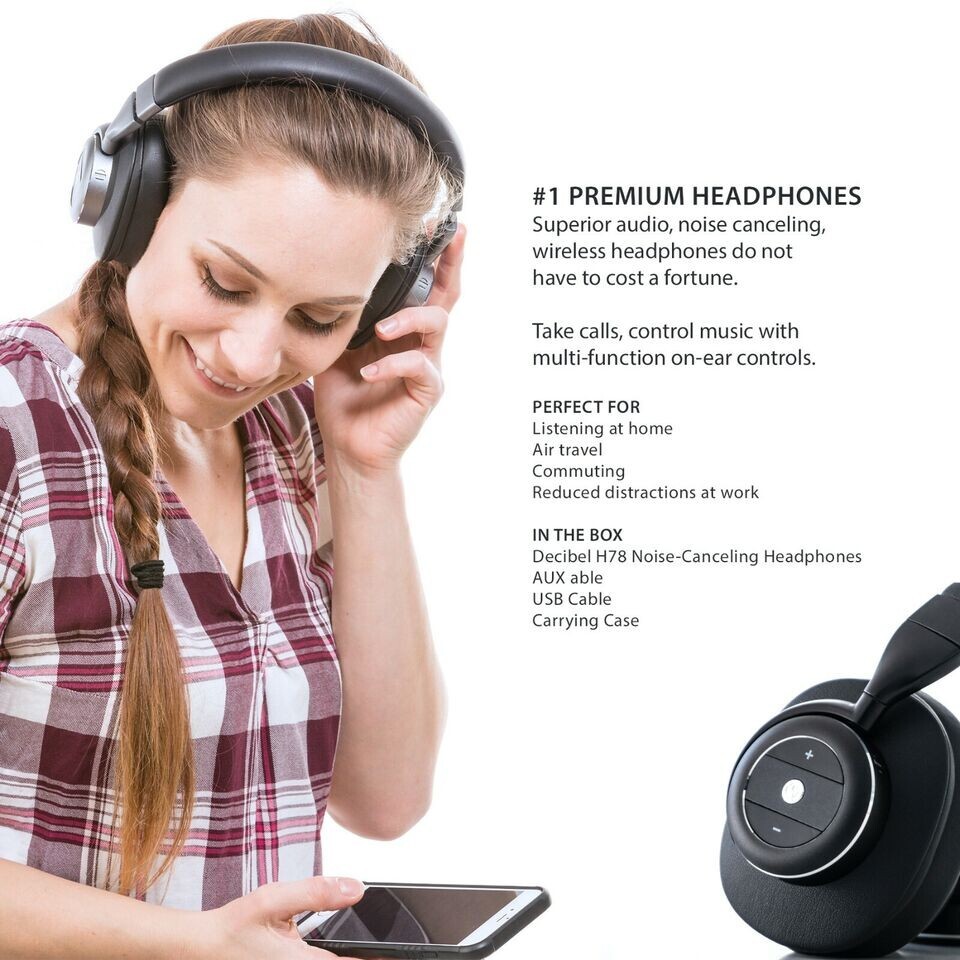 Noise Cancelling Decibel H78 Bluetooth Headphones Diamond Studio Silver