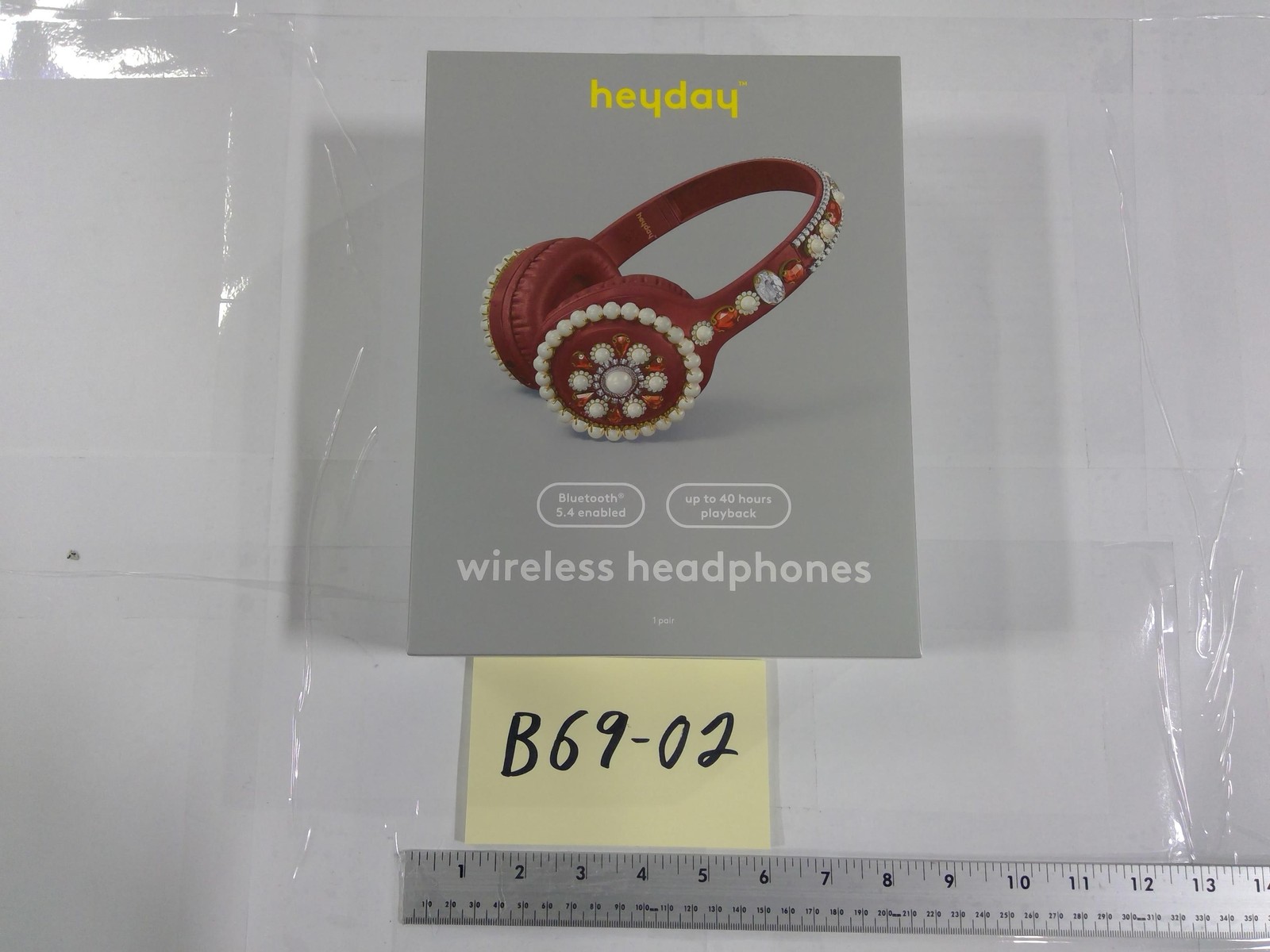 Heyday Wireless Headphones Bluetooth Red Jeweled 40 Hours Playback New Box