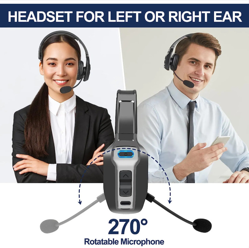 Trucker Headset Wireless Bluetooth 5.2 AI Noise Cancelling Mic For Phones PC