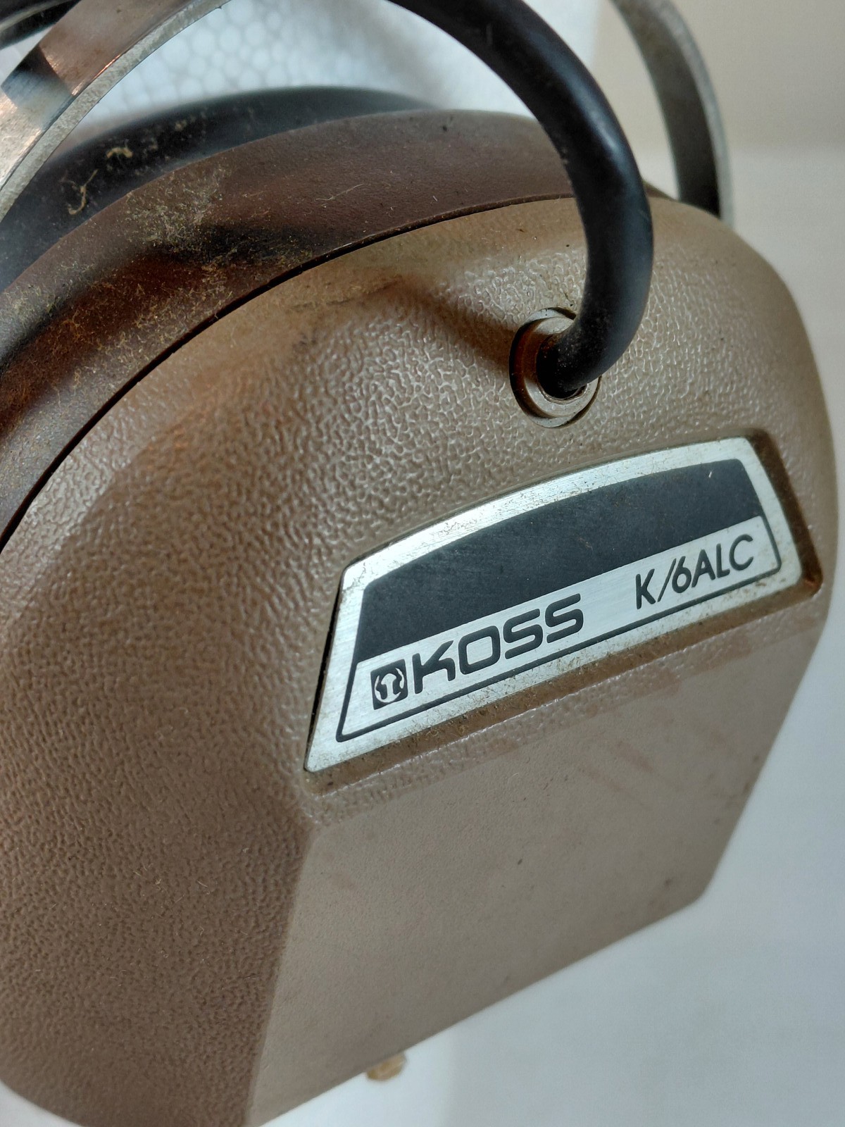 Vintage Koss K/6ALC Over-Ear Wired Headphones Tan Brown Coiled Cable 1/4″ Jack
