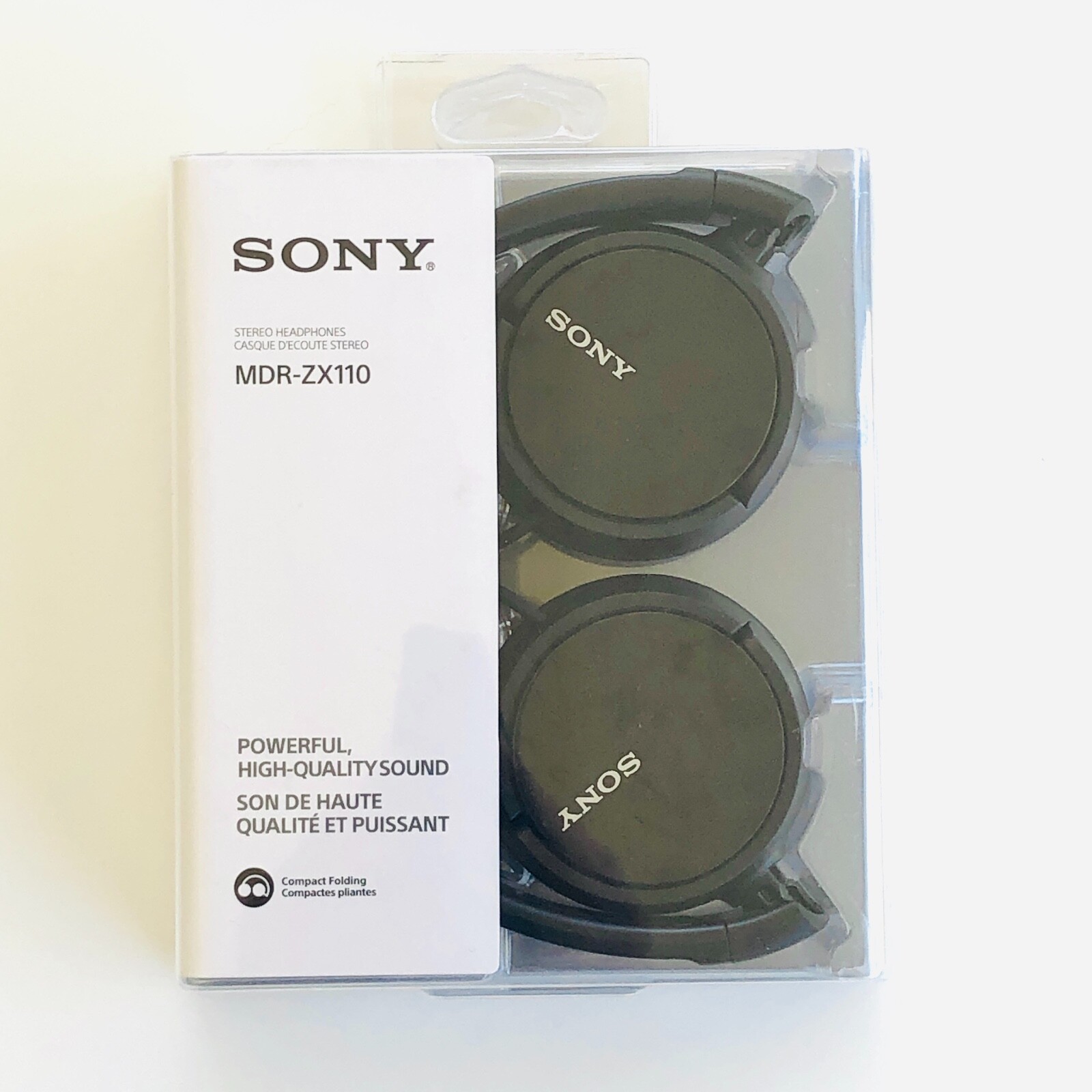Sony MDR-ZX110 Black Compact Folding Stereo Headphones Quality Sound New