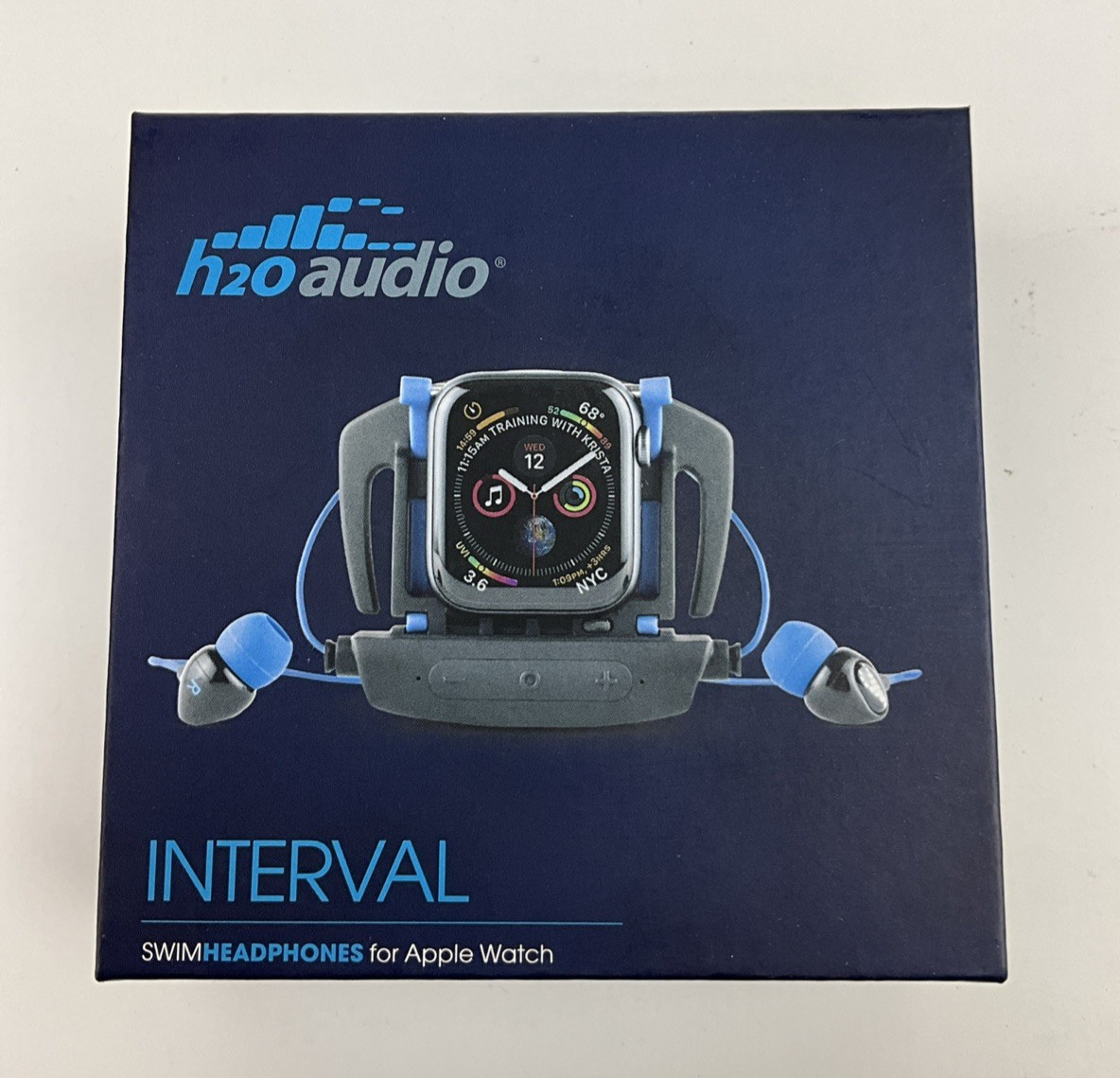 h2o audio interval swim headphones for apple watch series 2, 3, 4, 5, waterproof