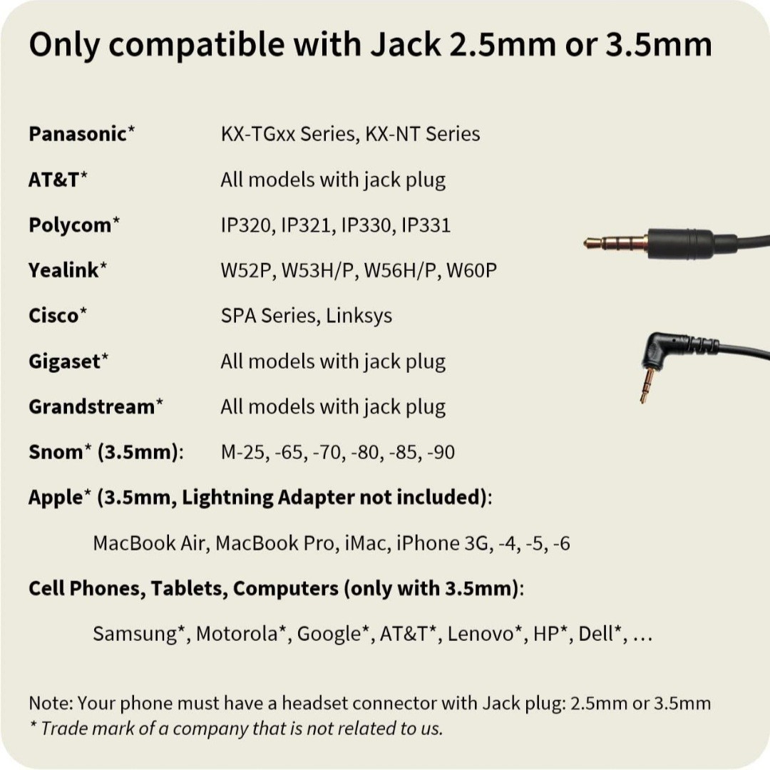 GEQUDIO Headset with 3.5 mm Jack Compatible with FritzFon C6, X6, MacBook, Smart