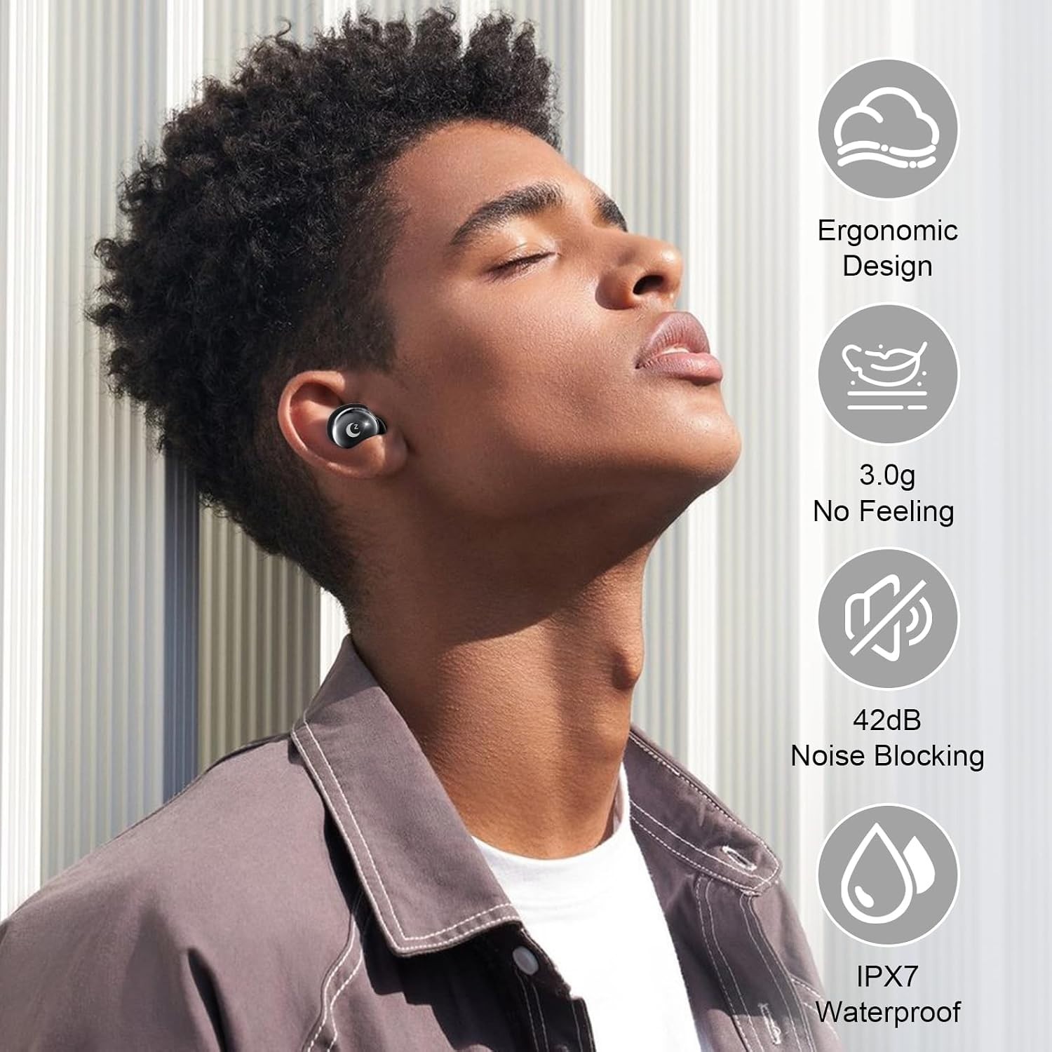 Sleep Earbuds Bluetooth 5.4 48H Playtime for Side Sleepers IPX7 Waterproof Black