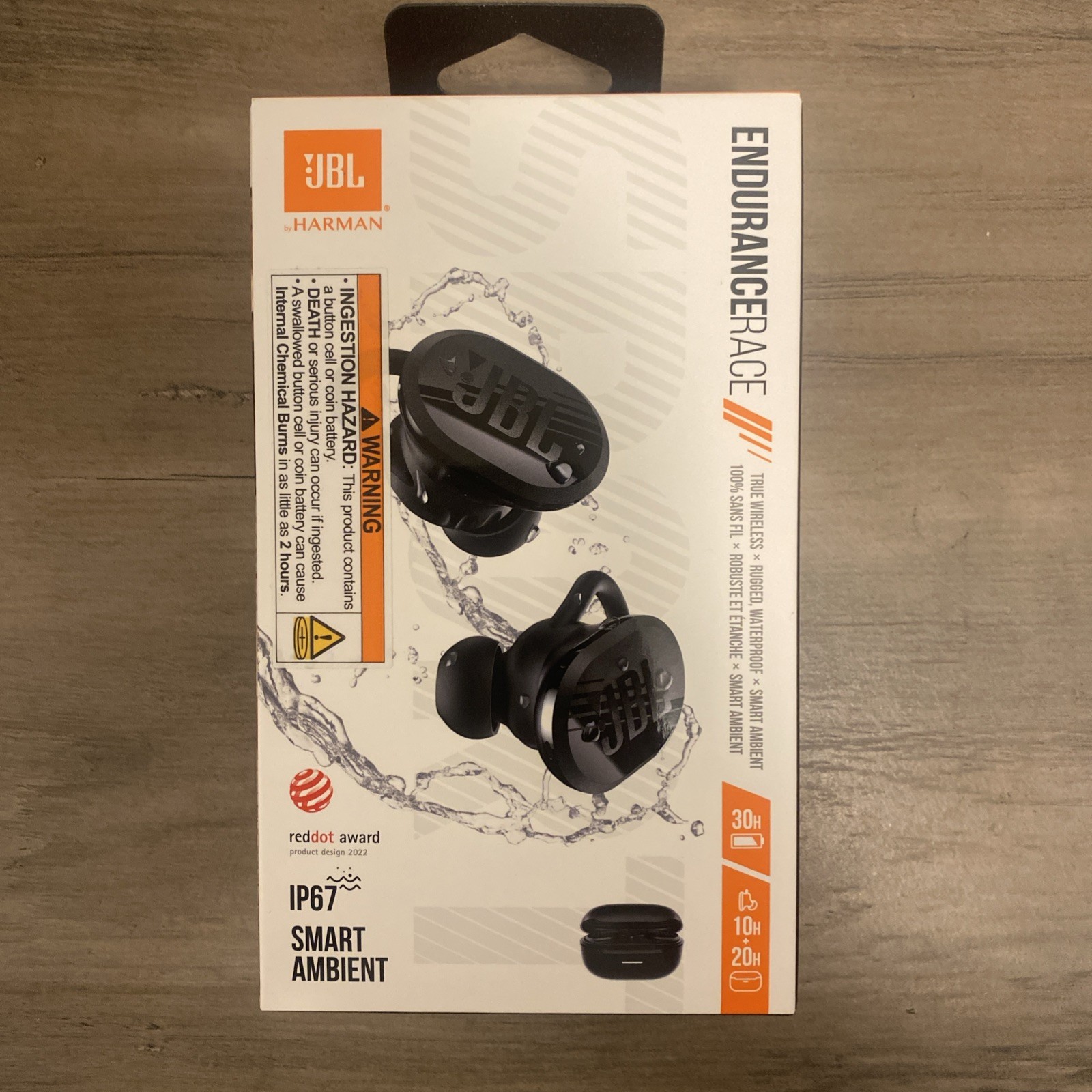 JBL Endurance Race True Wireless Headphones IP67 Smart Ambient-New-