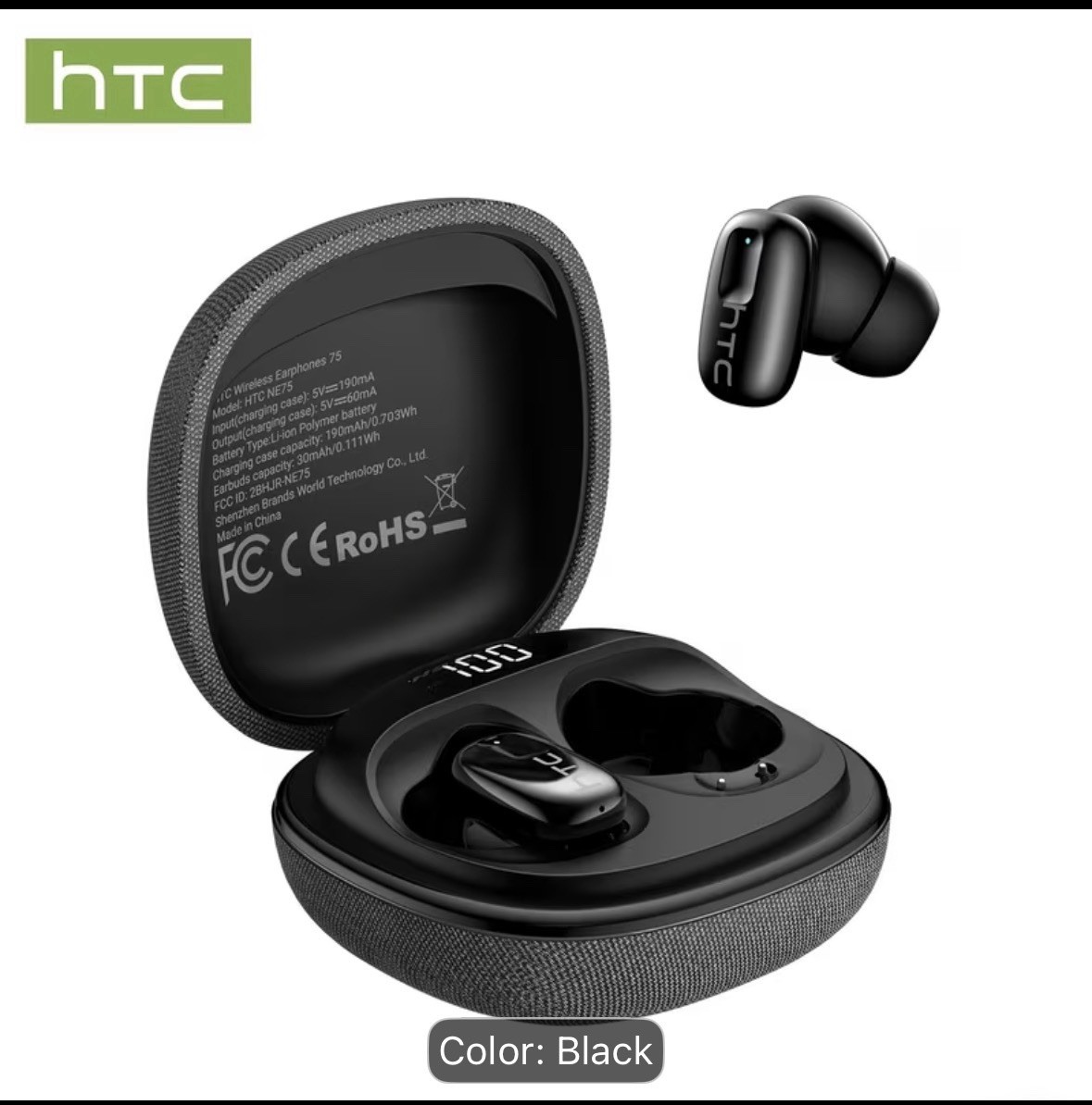 1pc HTC NE75 AI Open Wireless Translation Earphones – Support 135 Languages