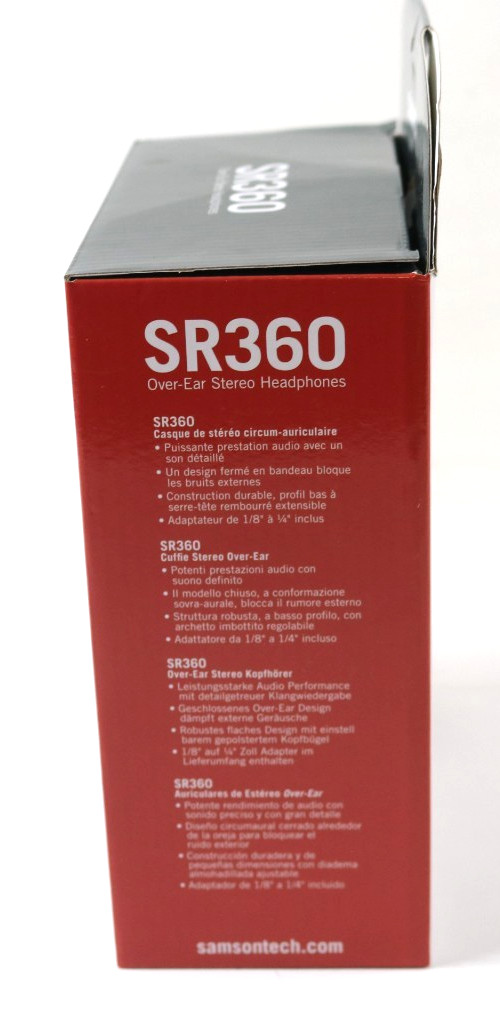 Samson Sr360 Over Ear Stereo Headphones Red And Black Lightweight Design