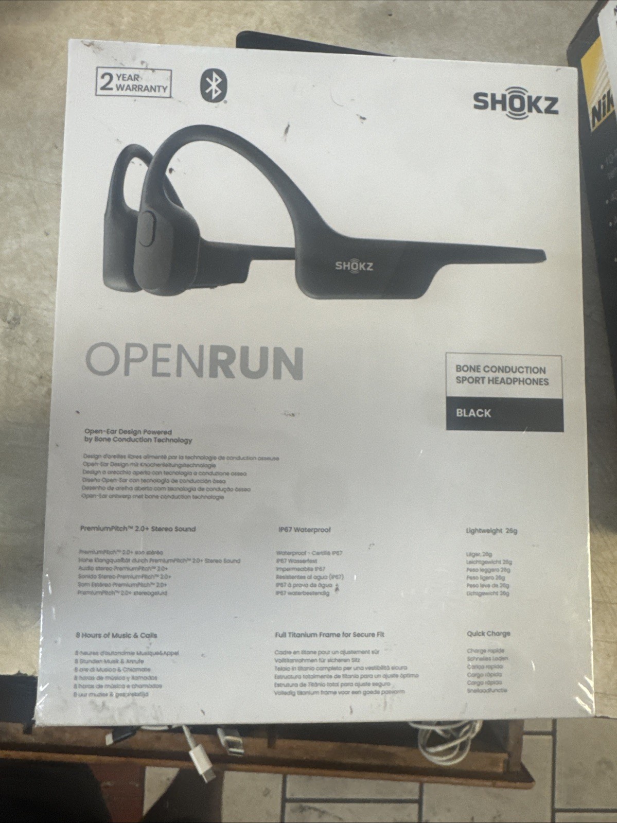 Shokz OpenRun Wireless Bone Conduction Headphones – Black (S803BK) Sealed