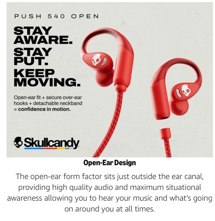 Skullcandy Push 540 Open Ear Earbuds True Wireless Bluetooth Bone White A9