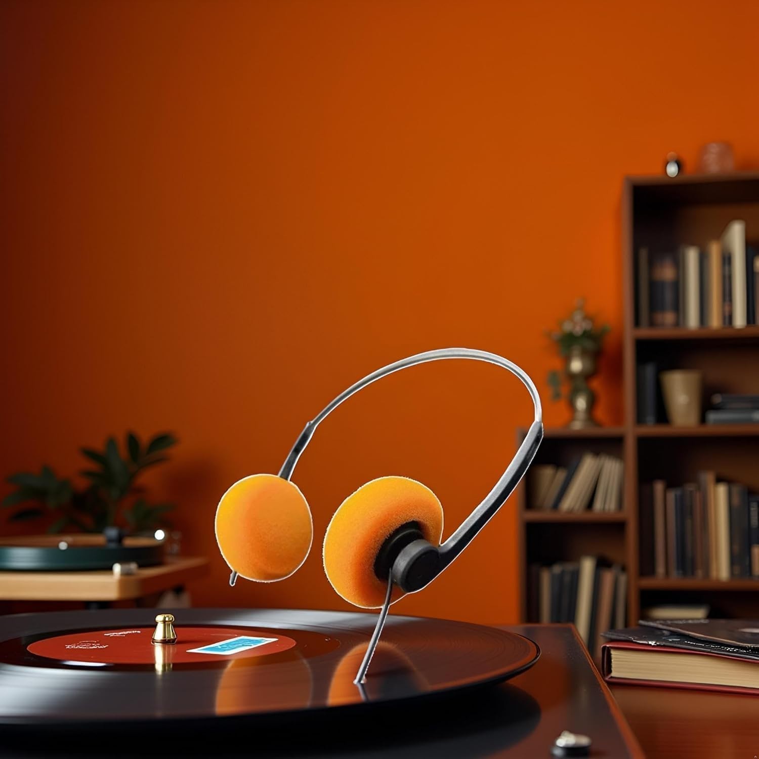 Lightweight Retro Over-Ear Headphones in Orange – Perfect for Mobile Devices