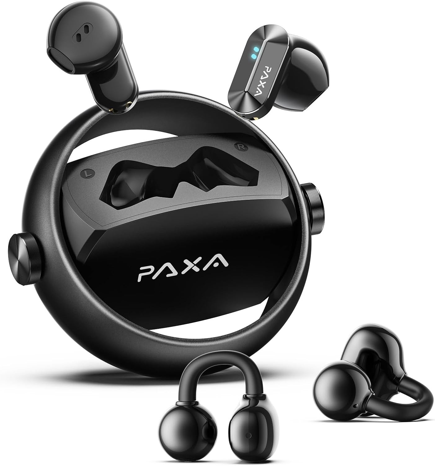 2 in 1 Clip on Open Ear Headphones Wireless Earbuds, 0 Delay Bluetooth 6.0, Ultr
