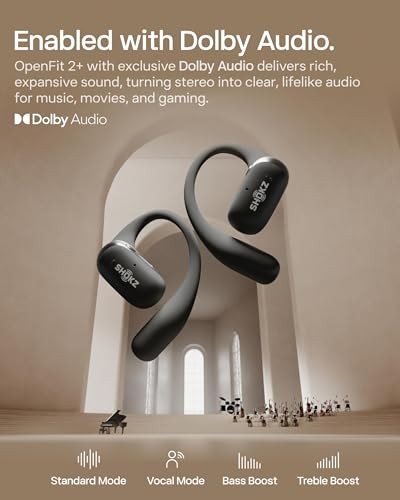 SHOKZ OpenFit 2+ Open-Ear Headphones Dolby Audio Black
