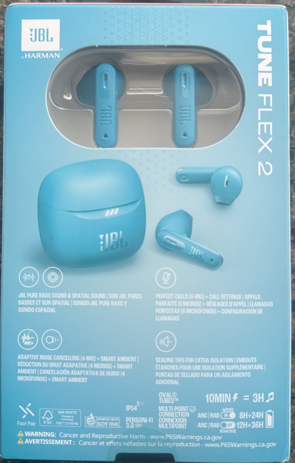 JBL Tune Flex 2 True Wireless Noise Cancelling Earbuds (Turquoise)