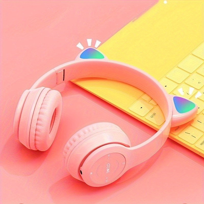 P47 Cat Bluetooth Headphones Bluetooth 5.0 Wireless Earphones With Micrphone