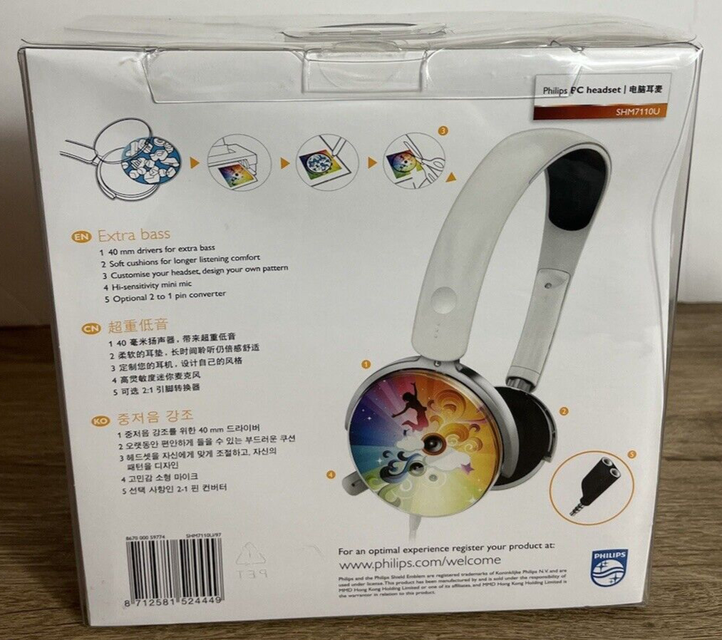 NIB Philips Audio PC Headset Wired with Mic Extra Bass Gaming + Chat