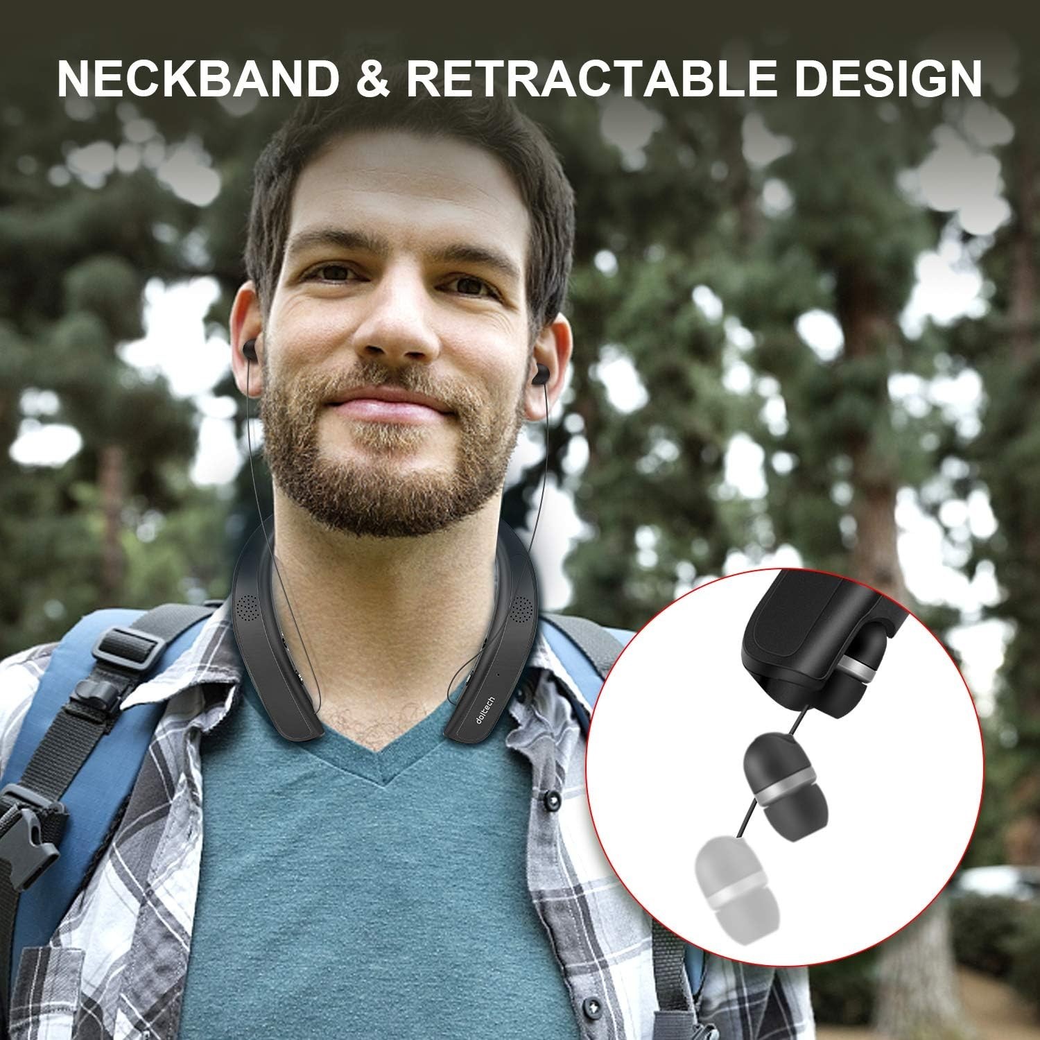 Bluetooth Headphones Speaker 2 in 1,DolTech Wireless Headphones Neckband Wearabl