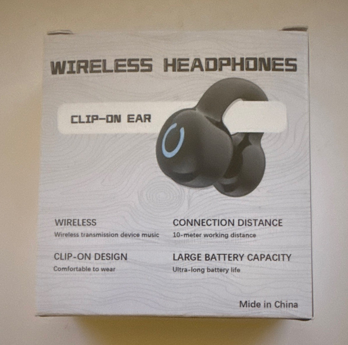 Wireless Bluetooth Clip-On Ear Headphones w/ Rechargeable Battery, Black/Blue