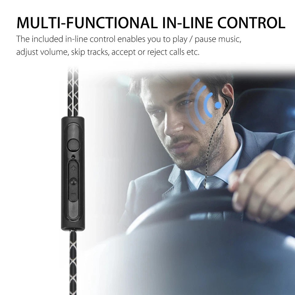 Wired In-Ear Sport Hifi Earphone Earbuds Over Ear Hook Headphone 3.5mm With MIC
