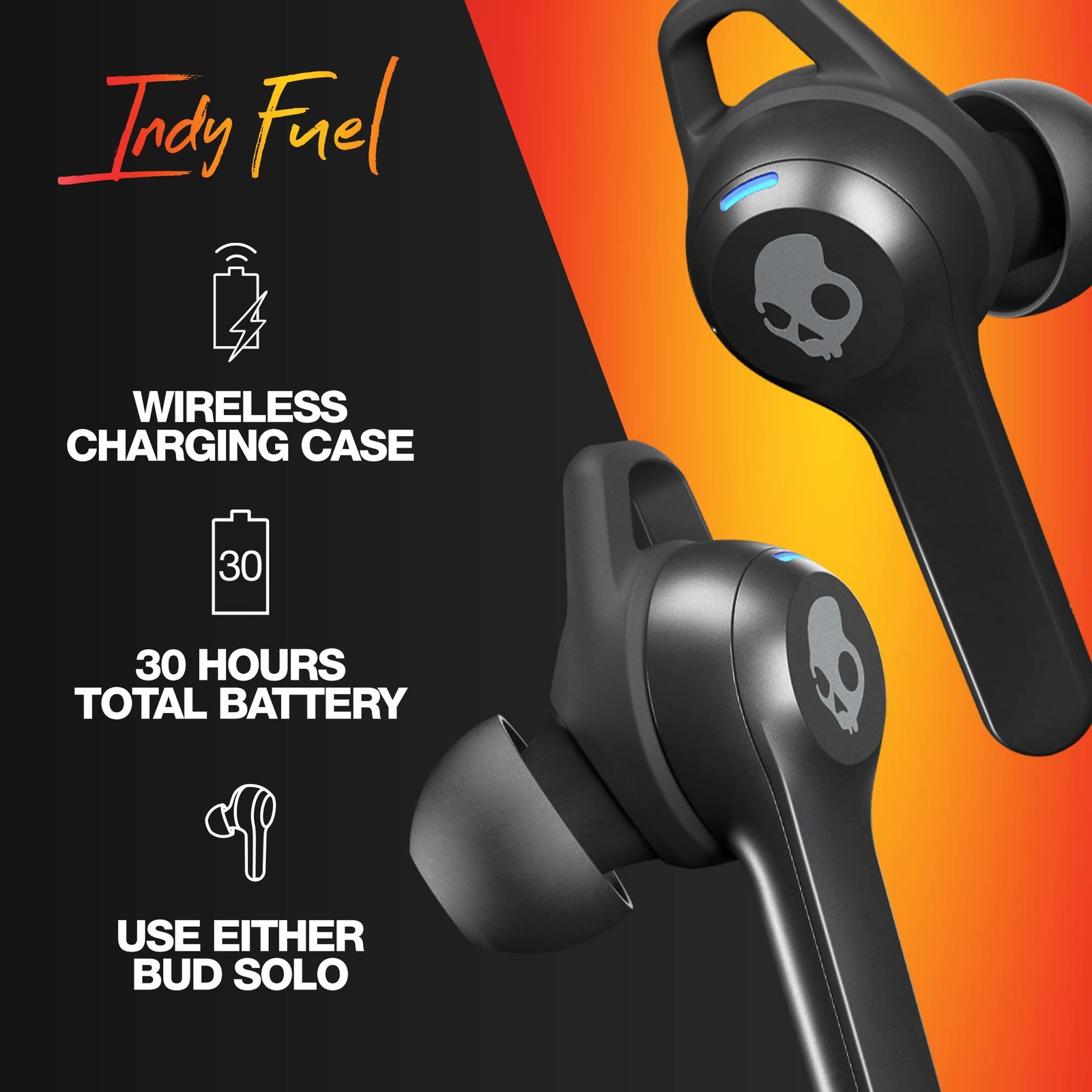 Skullcandy Indy Fuel True Wireless In-Ear Earbud – True Black