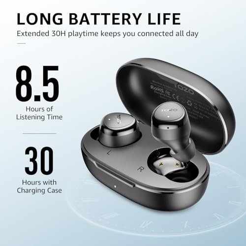 Wireless Earbuds Build in Mic Clear Calls Ergonomic Light Weight Dark Black