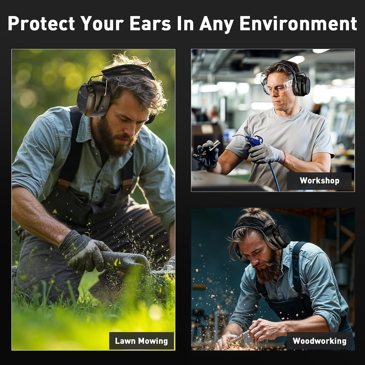Bluetooth 5.4 Hearing Protection Headphones with Rechargeable Battery 120H Playt