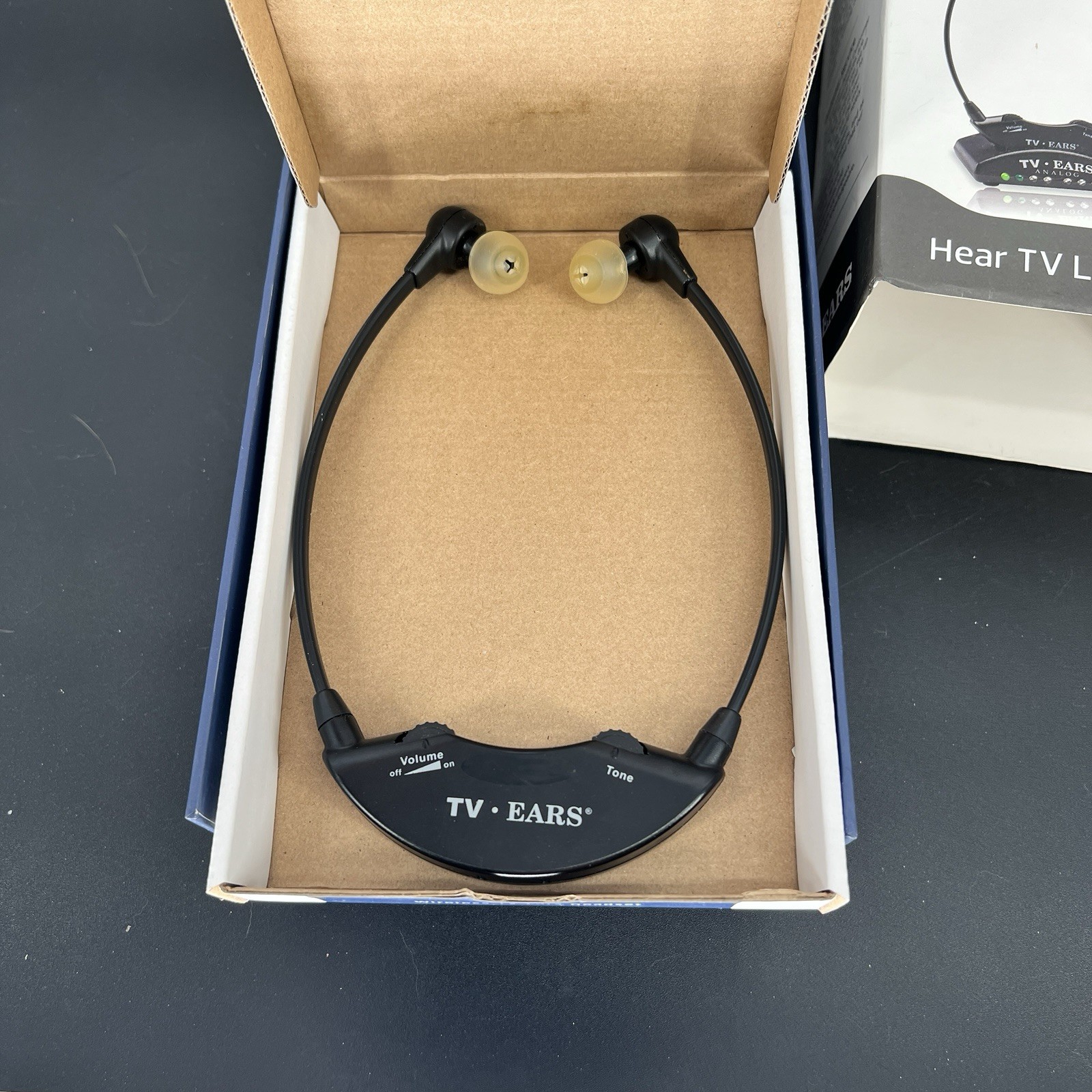 TV Ears Black Version 5.0 Item #11641 Voice Clarifying Listening NEW Open Box