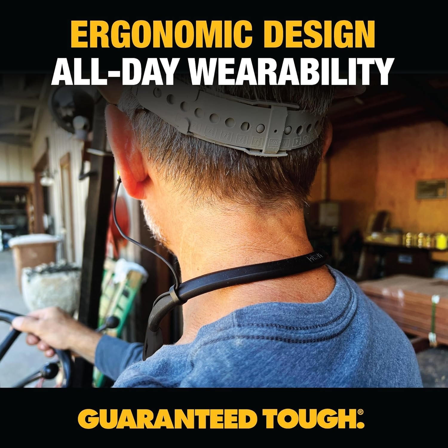 DEWALT Heavy Duty Black Edition 2-In-1 Neckband Bluetooth Headphones W/Built-In
