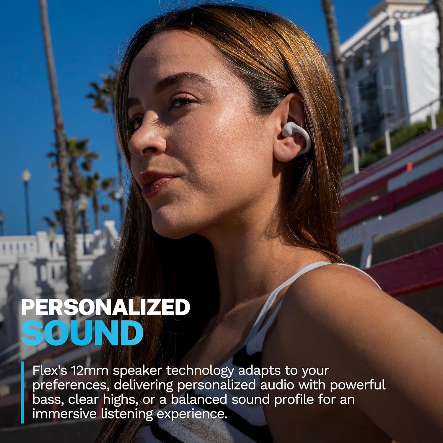 JLab Flex Open Earbuds Wireless Clip-On Cuff Cloud White