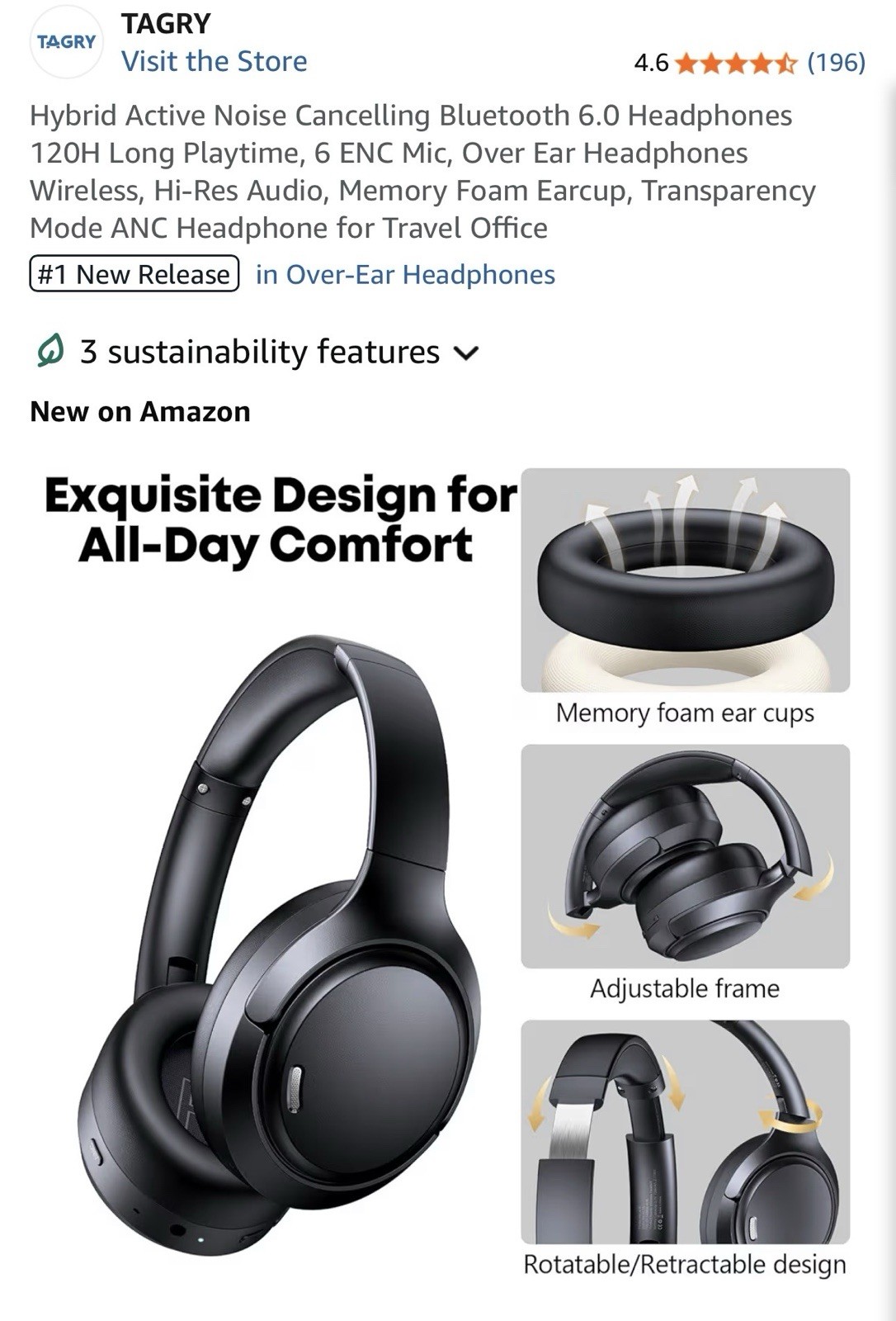 Hybrid Active Noise Cancelling Bluetooth 6.0 Headphones 120H Long Playtime