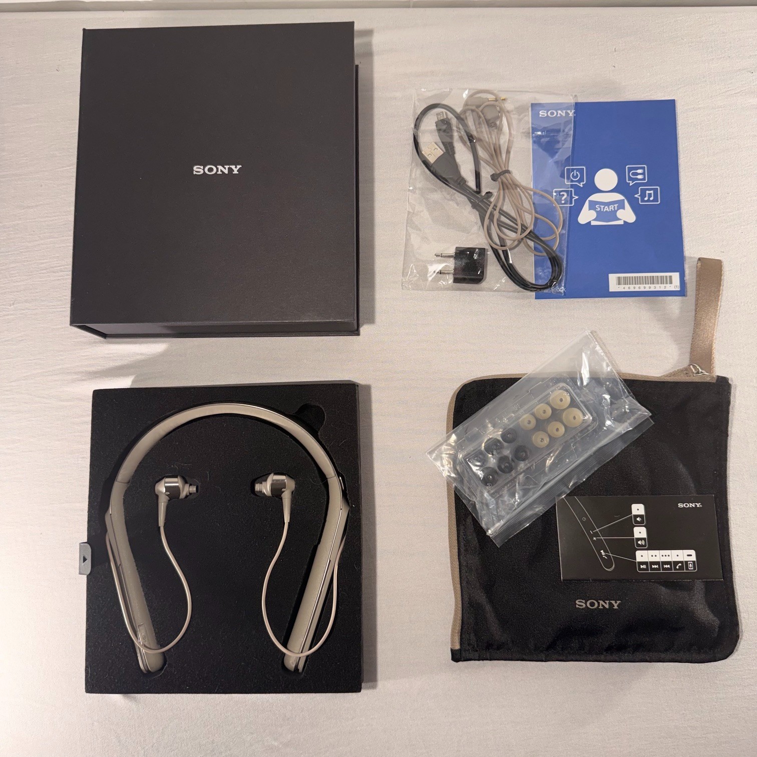 Sony WI-1000X Wireless Champagne Gold Neckband Noise Canceling Headphones Earbud