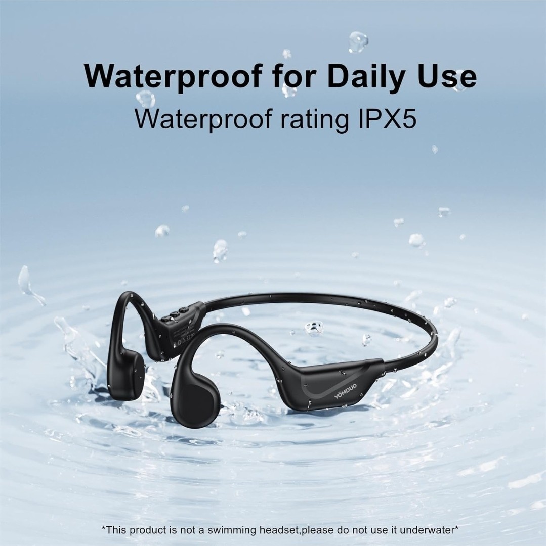 Yomdud Open-M2 Bluetooth 5.4 Headband Headphones, Waterproof, 16mm, Black