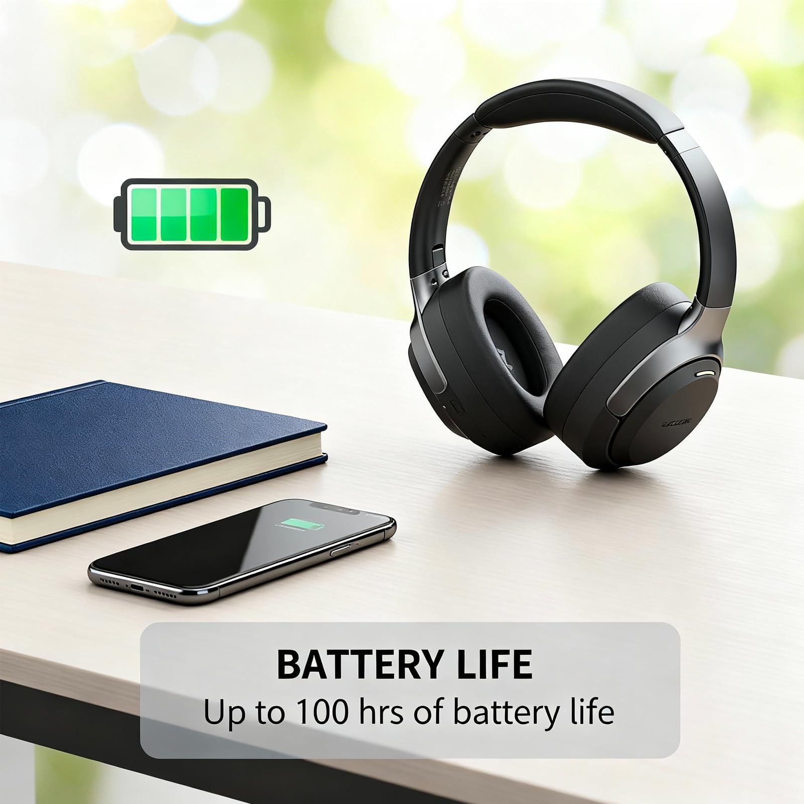 ILOCKZONE LC30Pro Hybrid Active Noise Cancelling Headphones, 100H Playtime Wi…